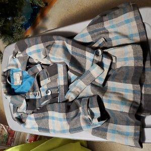 Arizonia Blue and Gray Plaid Lightweight Peacoat